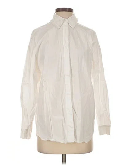 Pre-owned Zara Long Sleeve Button Down Shirt In Ivory