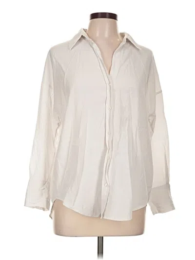 Pre-owned Zara Long Sleeve Button Down Shirt In Ivory