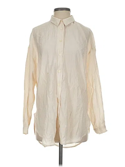 Pre-owned Zara Long Sleeve Button Down Shirt In Ivory