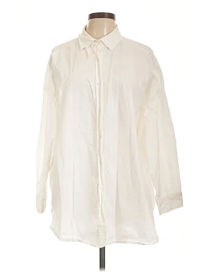 Pre-owned Zara Long Sleeve Button Down Shirt In Ivory