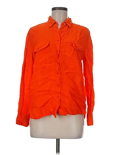 Pre-owned Zara Long Sleeve Button Down Shirt In Orange