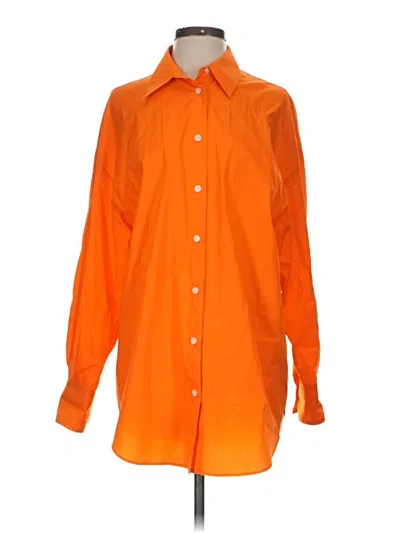 Pre-owned Zara Long Sleeve Button Down Shirt In Orange