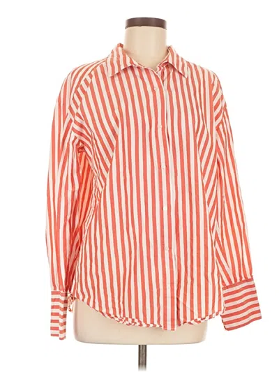Pre-owned Zara Long Sleeve Button Down Shirt In Orange