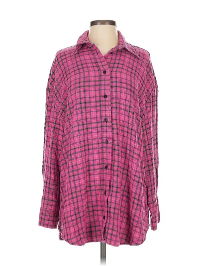 Pre-owned Zara Long Sleeve Button Down Shirt In Pink
