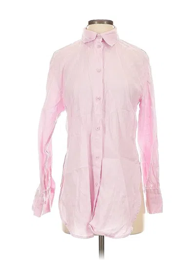 Pre-owned Zara Long Sleeve Button Down Shirt In Pink