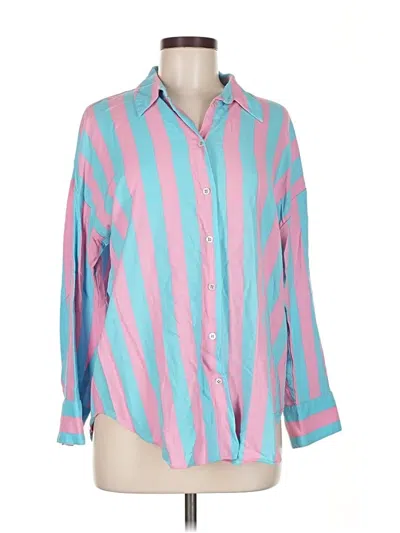 Pre-owned Zara Long Sleeve Button Down Shirt In Pink