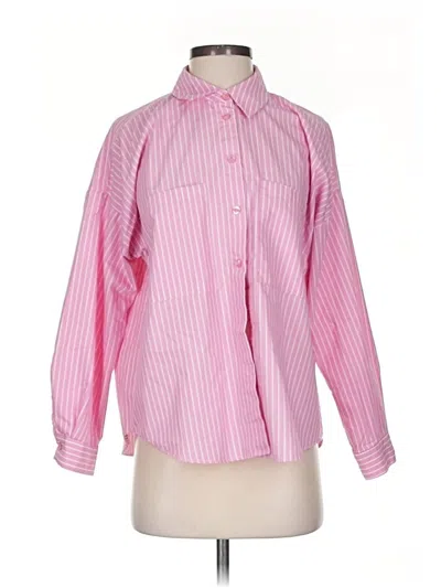 Pre-owned Zara Long Sleeve Button Down Shirt In Pink