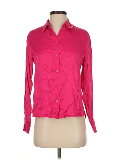 Zara Long Sleeve Button Down Shirt In Pink