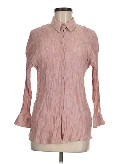 Pre-owned Zara Long Sleeve Button Down Shirt In Pink