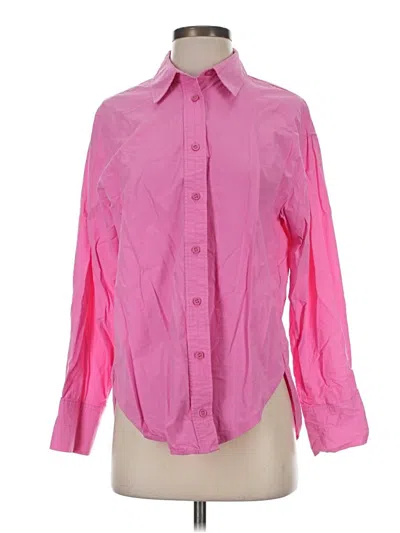 Pre-owned Zara Long Sleeve Button Down Shirt In Pink