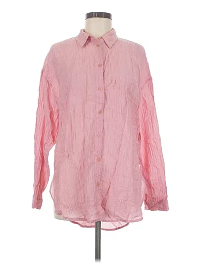 Pre-owned Zara Long Sleeve Button Down Shirt In Pink