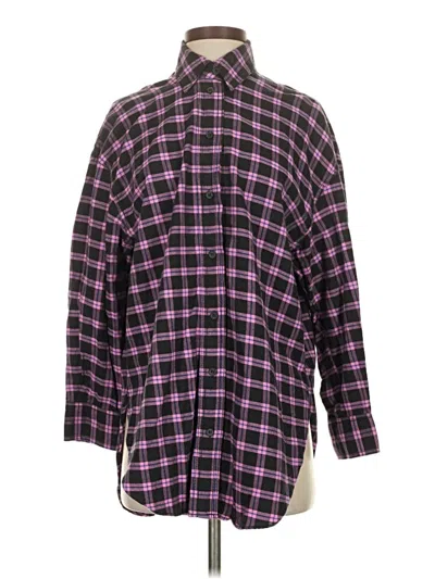 Pre-owned Zara Long Sleeve Button Down Shirt In Purple