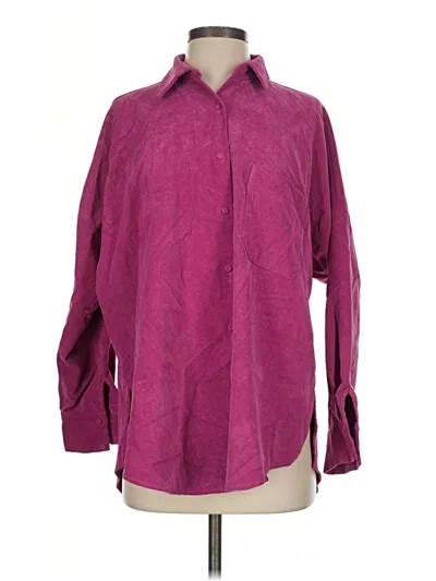 Pre-owned Zara Long Sleeve Button Down Shirt In Purple