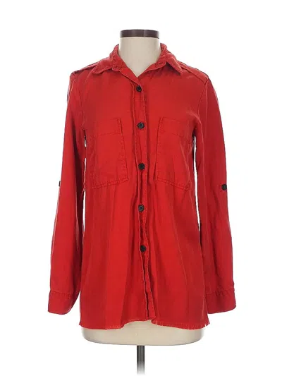 Pre-owned Zara Long Sleeve Button Down Shirt In Red