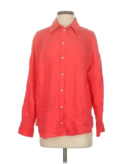 Pre-owned Zara Long Sleeve Button Down Shirt In Red