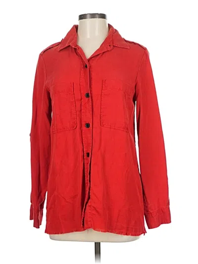 Pre-owned Zara Long Sleeve Button Down Shirt In Red