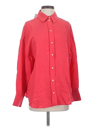 Zara Long Sleeve Button Down Shirt In Red