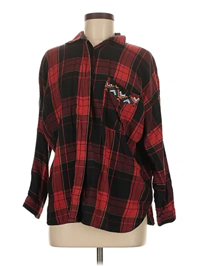 Pre-owned Zara Long Sleeve Button Down Shirt In Red