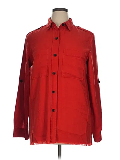 Pre-owned Zara Long Sleeve Button Down Shirt In Red