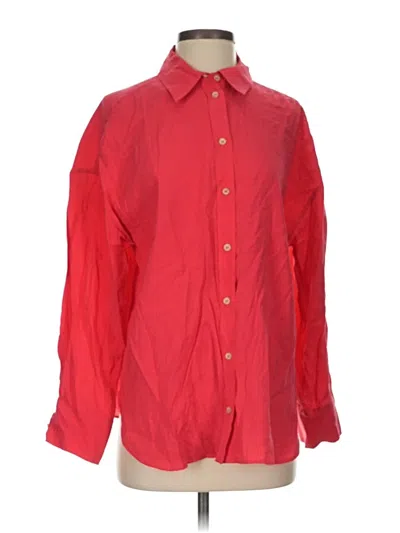 Pre-owned Zara Long Sleeve Button Down Shirt In Red