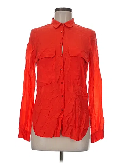Pre-owned Zara Long Sleeve Button Down Shirt In Red