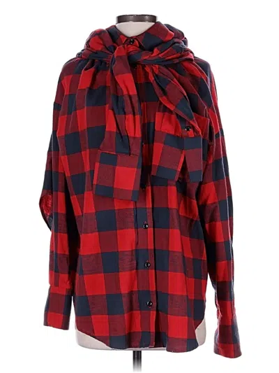 Pre-owned Zara Long Sleeve Button Down Shirt In Red