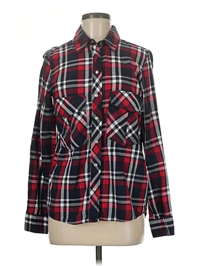 Pre-owned Zara Long Sleeve Button Down Shirt In Red
