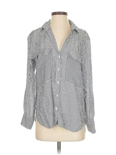 Pre-owned Zara Long Sleeve Button Down Shirt In Silver