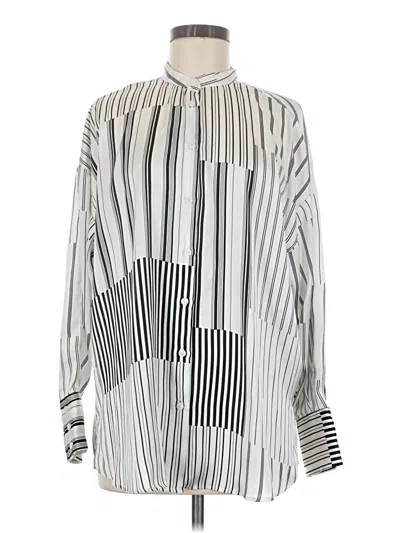 Pre-owned Zara Long Sleeve Button Down Shirt In Silver