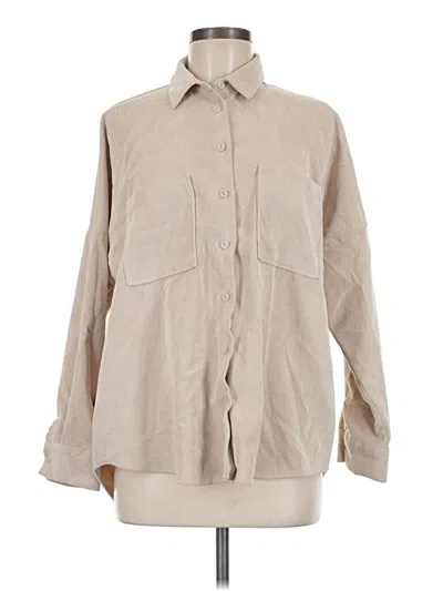 Pre-owned Zara Long Sleeve Button Down Shirt In Tan