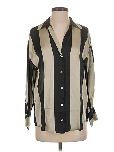 Zara Long Sleeve Button Down Shirt In Tan