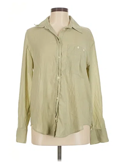 Pre-owned Zara Long Sleeve Button Down Shirt In Tan