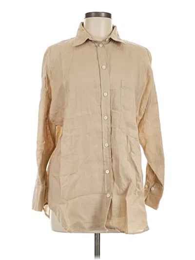 Pre-owned Zara Long Sleeve Button Down Shirt In Tan