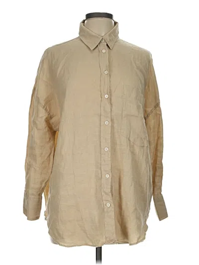 Pre-owned Zara Long Sleeve Button Down Shirt In Tan