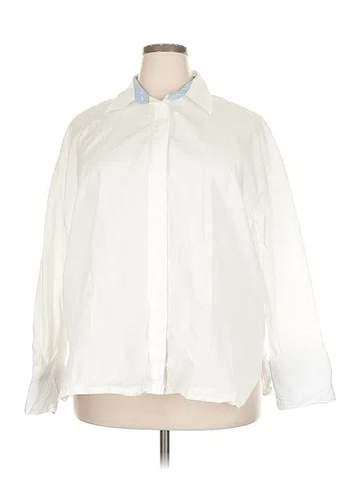 Pre-owned Zara Long Sleeve Button Down Shirt In White