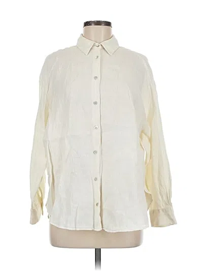 Pre-owned Zara Long Sleeve Button Down Shirt In White