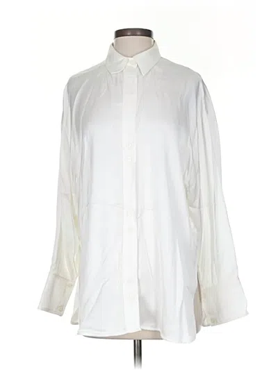 Pre-owned Zara Long Sleeve Button Down Shirt In White