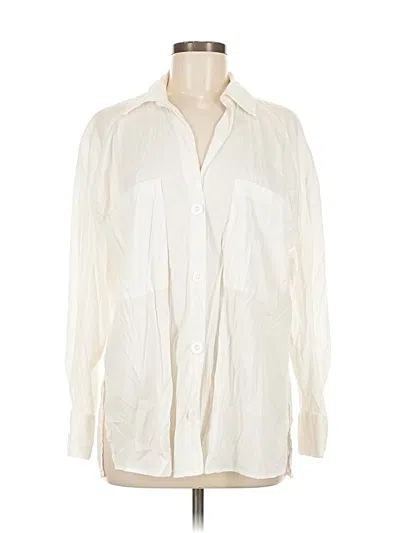 Pre-owned Zara Long Sleeve Button Down Shirt In White