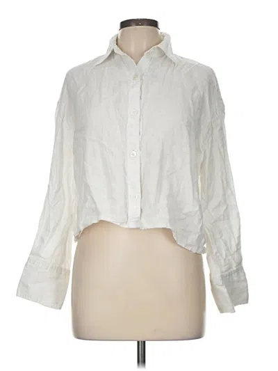 Pre-owned Zara Long Sleeve Button Down Shirt In White