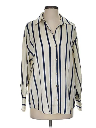 Pre-owned Zara Long Sleeve Button Down Shirt In White