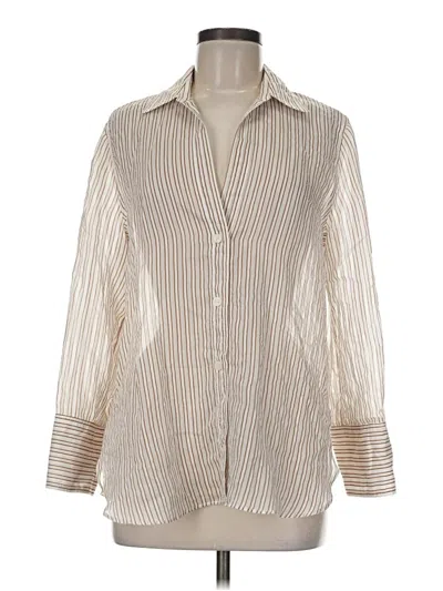 Pre-owned Zara Long Sleeve Button Down Shirt In White