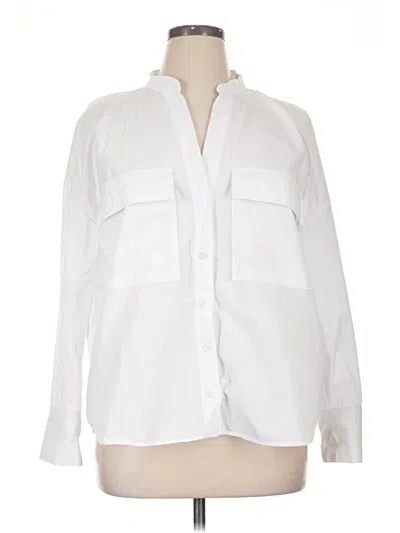 Pre-owned Zara Long Sleeve Button Down Shirt In White