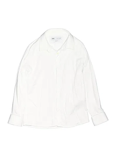 Pre-owned Zara Kids' Long Sleeve Button Down Shirt In White