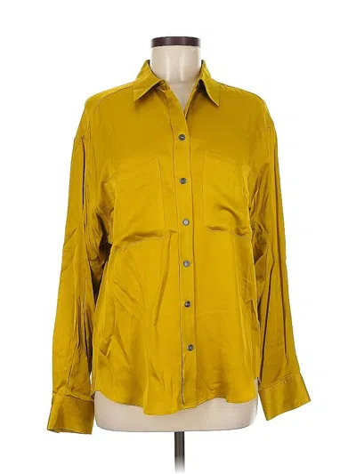 Pre-owned Zara Long Sleeve Button Down Shirt In Yellow