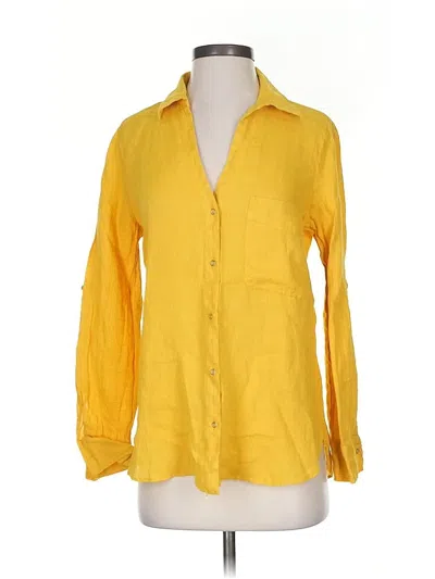 Pre-owned Zara Long Sleeve Button Down Shirt In Yellow