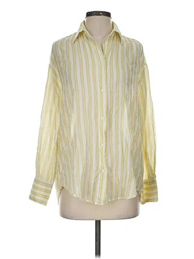 Pre-owned Zara Long Sleeve Button Down Shirt In Yellow