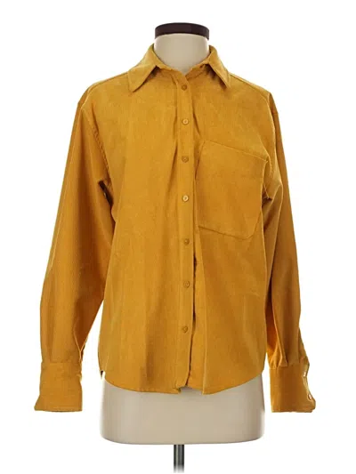 Pre-owned Zara Long Sleeve Button Down Shirt In Yellow