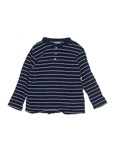 Pre-owned Zara Kids' Long Sleeve Henley Shirt In Blue