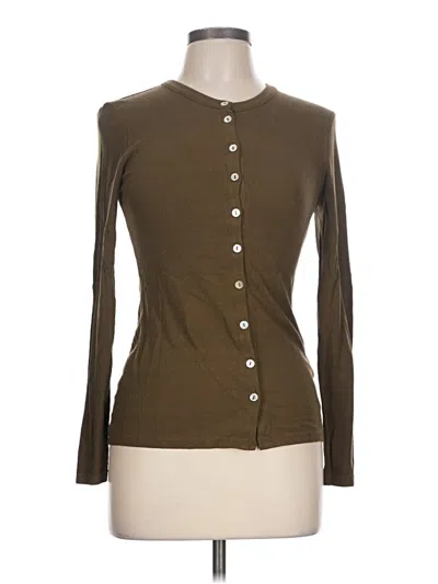 Pre-owned Zara Long Sleeve Henley Shirt In Brown