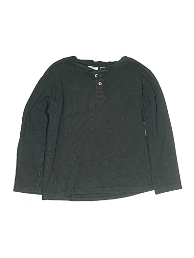 Pre-owned Zara Kids' Long Sleeve Henley Shirt In Green
